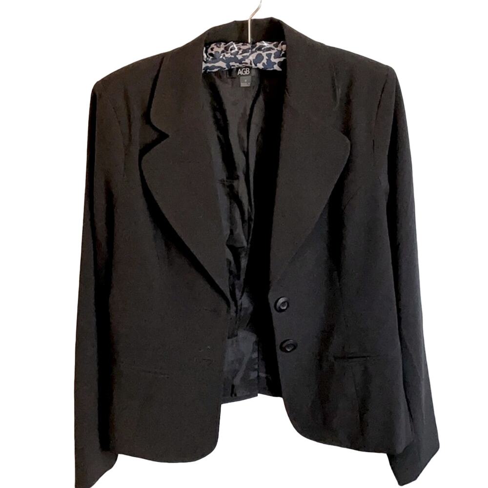 AGB Y2K Black Two Button Collared Blazer Jacket size 8